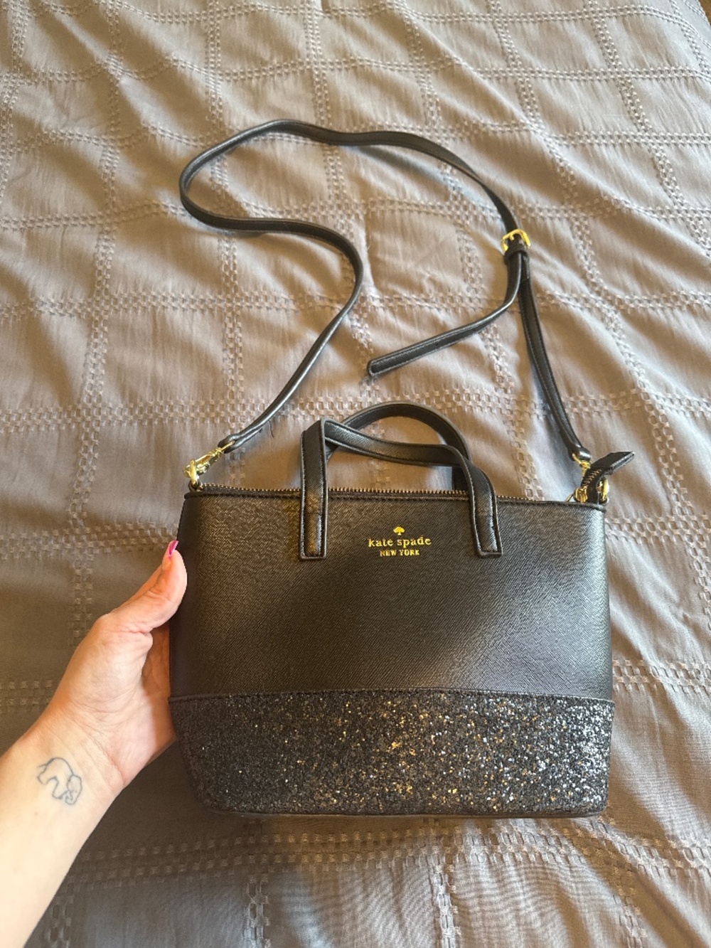 Kate Spade Ina Greta Court glitter mini satchel crossbody bag